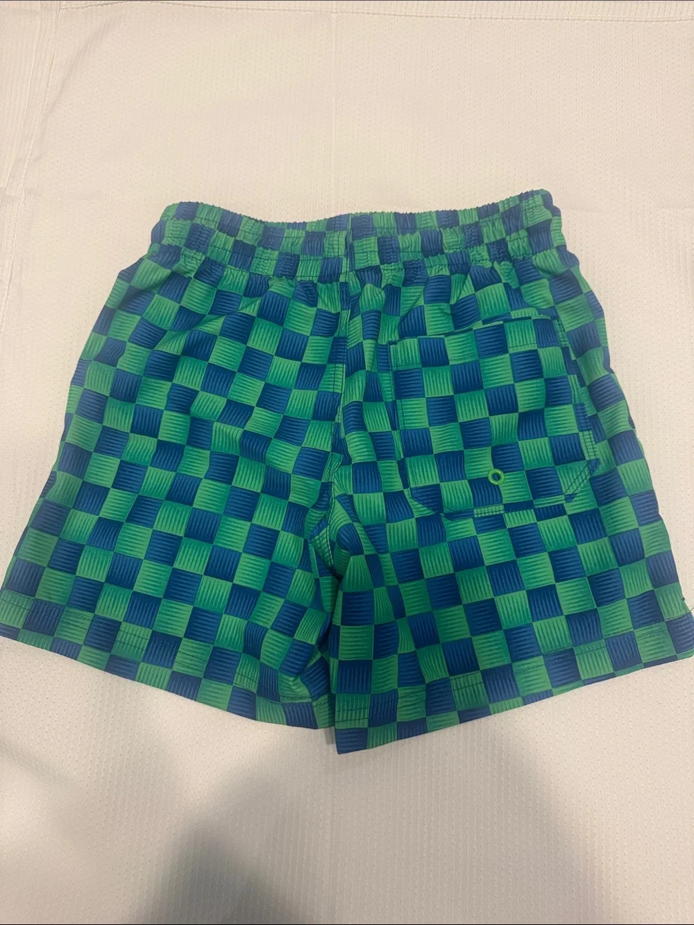 Old Navy Green and Blue Checkerboard Swim Shorts